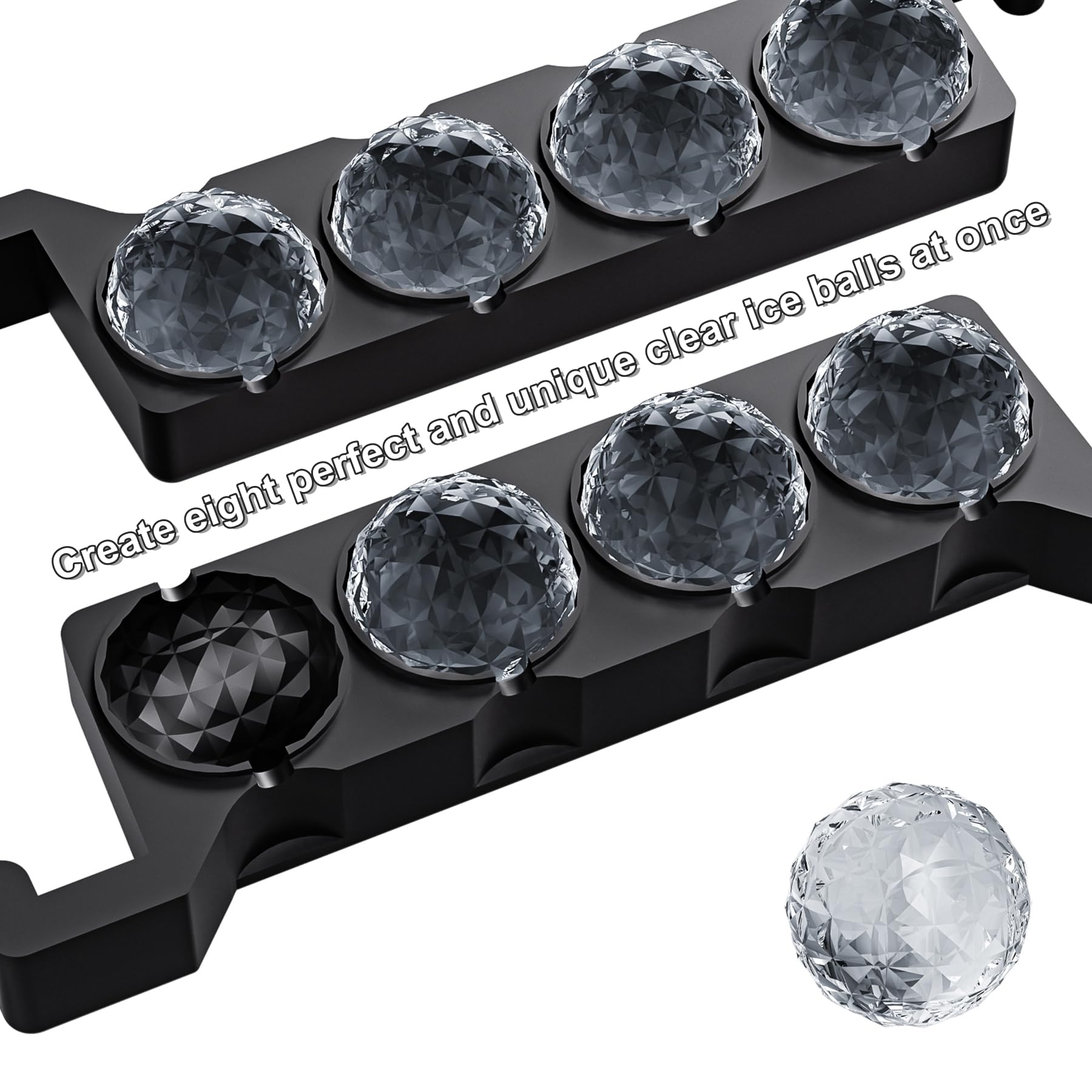 Bangp Transparente Eiskugelform, kristallklare Eiswürfelbereiter, 8 markante 5,1 cm klare Kugel-Eiswürfel für Cocktails und Getränke, lustige Formen, Eiskugelform, Whisky-Geschenke für Männer