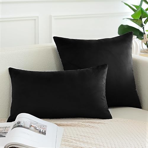Miniatura 3 de OTOSTAR Paquete de 2 fundas de almohada decorativas de terciopelo suave de 18 x 18 pulgadas, fundas de cojín cuadradas sólidas para decoración del