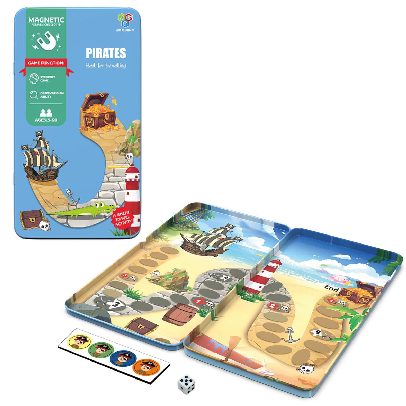 Magnetic Travel Game, Mini Board Games, Dice Game With Figures And Portable Board, Travel Size Games, Magnetic Travel Foldable Chess Board, Gift for Family Party Travel