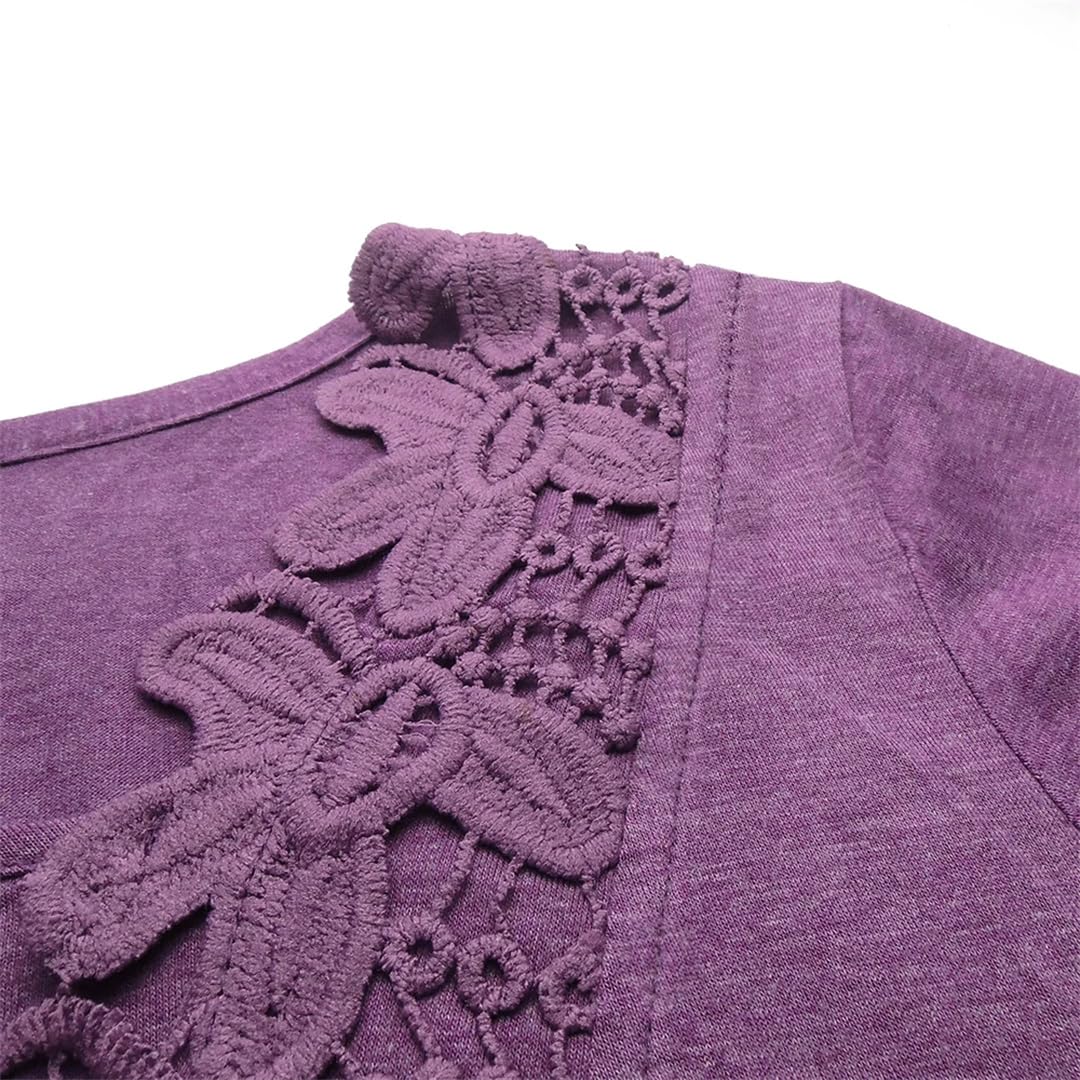 Camicetta da donna floreale all'uncinetto mezza manica camicetta irregolare casual top