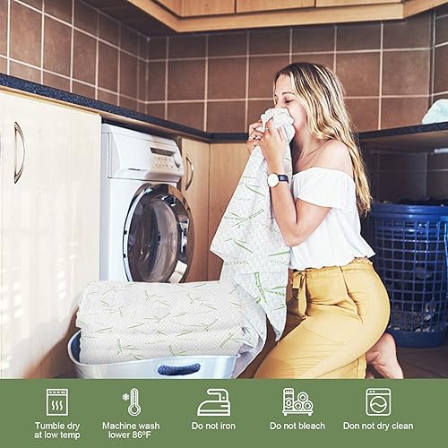 Vista 7 de Protector de Colchón Queen Impermeable Funda de Colchón Lavable de Rayón de Bambú Cubierta de Colchón Transpirable Silencioso Protector de Cama 5