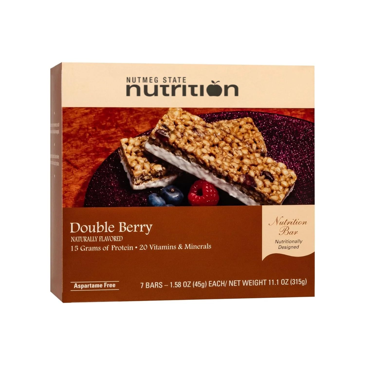 High Protein Snack and Meal Replacement Bar/Diet Bars - Double Berry (7ct) - Trans Fat Free, Aspartame Free, Kosher, High Fiber_AB。