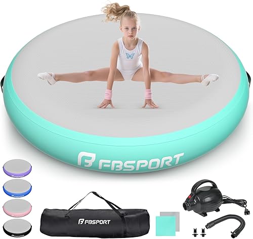 FBSPORT Colchoneta inflable de entrenamiento de gimnasia de aire de 2.33.34.6 pies con bomba, 48 pulgadas de grosor para el hogar, entrenamiento,