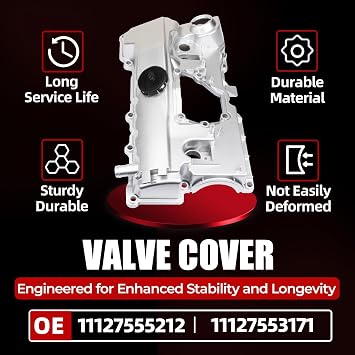 MITZONE N46 N46N Aluminum Engine Valve Cover Compatible with BMW 120i 118i 320i 318i 2.0L 2007-2012 with Gasket Replace 11127555212 11127553171