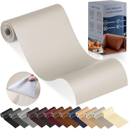 YAFLC Parche de reparación de cuero para muebles, kit de reparación de cuero autoadhesivo de 4 x 63 pulgadas, cinta de reparación de vinilo para