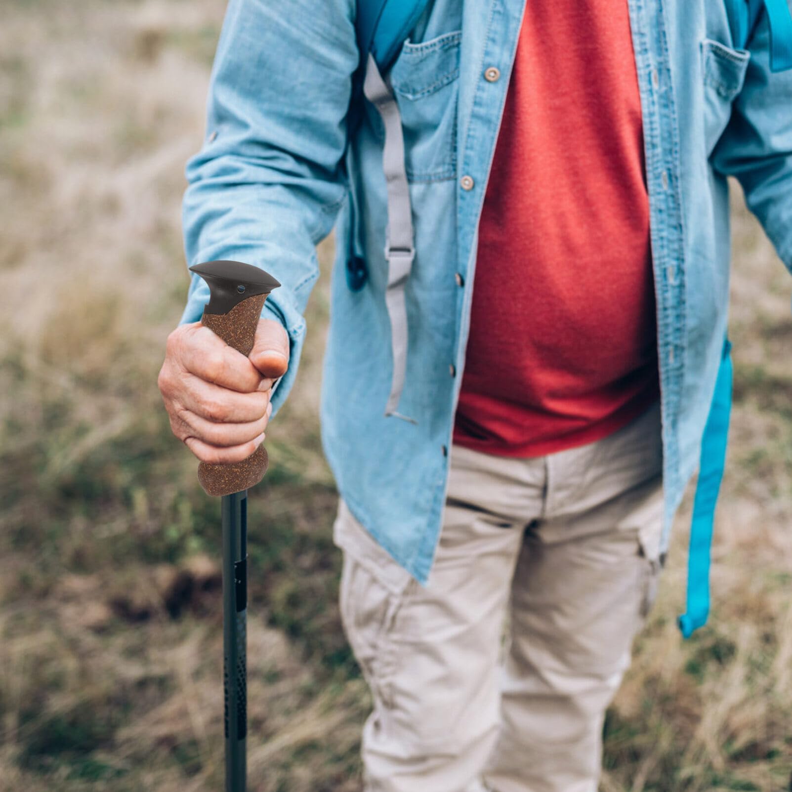 Kisangel Cane Handle Grip Replacement Trekking Poles Cork Handles Nonslip Hiking Pole Grip for Walking Sticks Trekking Rod Adapter