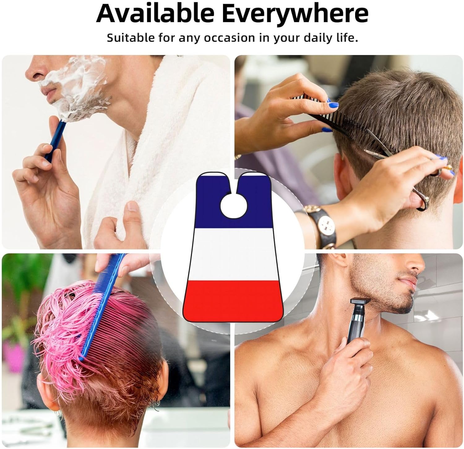 French Flag Print Beard Bib Apron For Men, Beard Hair Catcher For Men Shaving Trimming,Beard Cape Cloth
