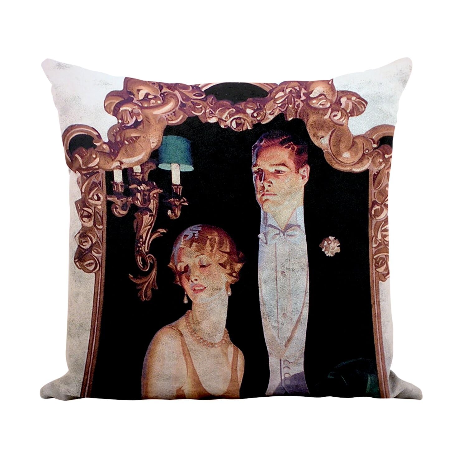Coussin art déco vintage blanc 40x40 cm pour relooker un fauteuil ancien
