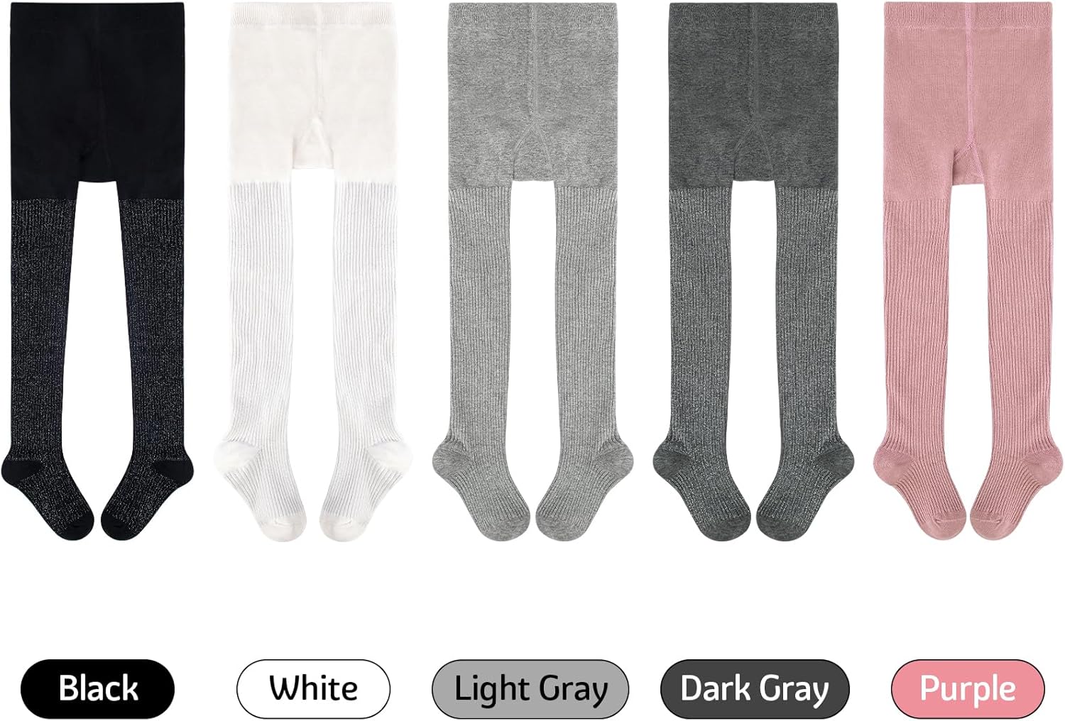 Looching 5 Pairs Baby Toddler Girls Sparkly Pantyhose Glitter Soft Cotton Tights Stockings for 2-8T Kids Children - Image 5