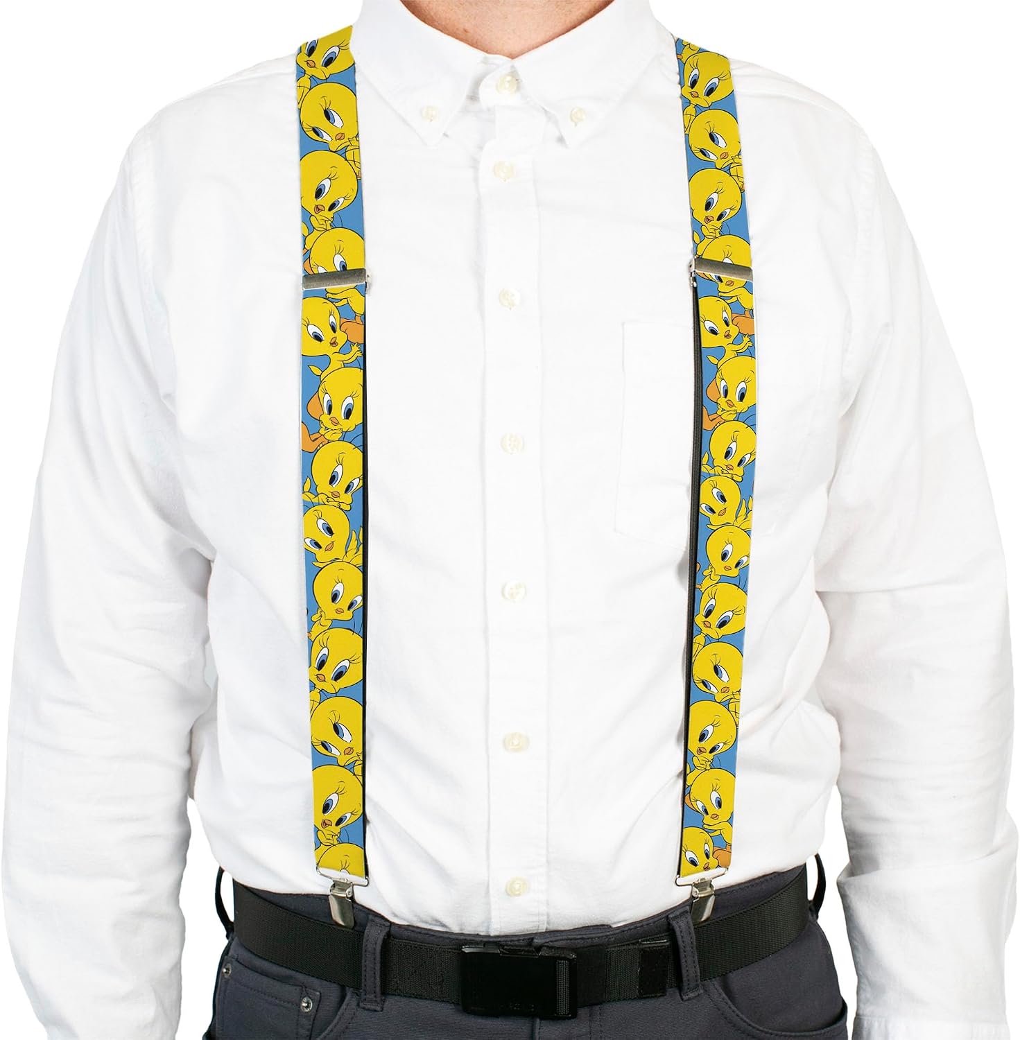 Buckle-Down Looney Tunes Suspenders, Tweety Bird Poses Baby Blue