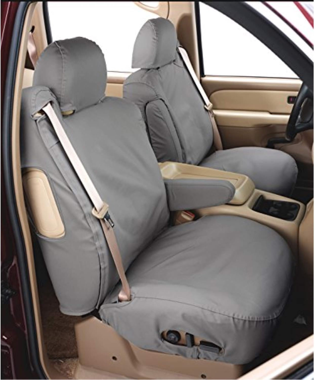Covercraft SeatSaver Front Row Custom Fit Seat Cover for Select Cadillac/Chevrolet/GMC Models - Polycotton (Grey)
