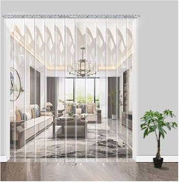 Plastic Strip Curtain Clear PVC Freezer Curtain Waterproof Keep Warm PVC Vertical Blinds Slat Curtain for Patio, Industrial Size 75x200cm/29.53x78.74in