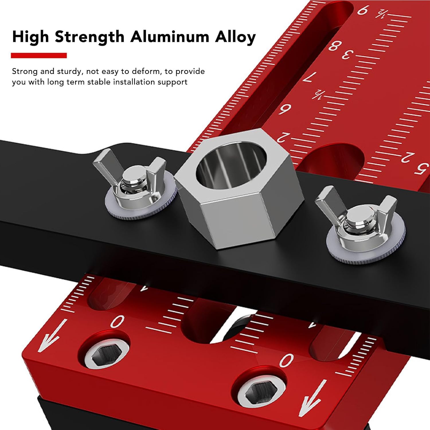 Cabinet Template Tool, Aluminium Alloy Drilling Guide with Adjustable Support Arm, Cabinet Hardware Jig, Woodworking Doweling Jig Tool for Hinge and Handle Installation