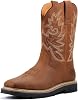 SUREWAY Mens Western Square Toe Cowboy Boots for Men,SoftSteel Toe Full Grain Leather Slip On Pull On Work Boots for Construction Farming
