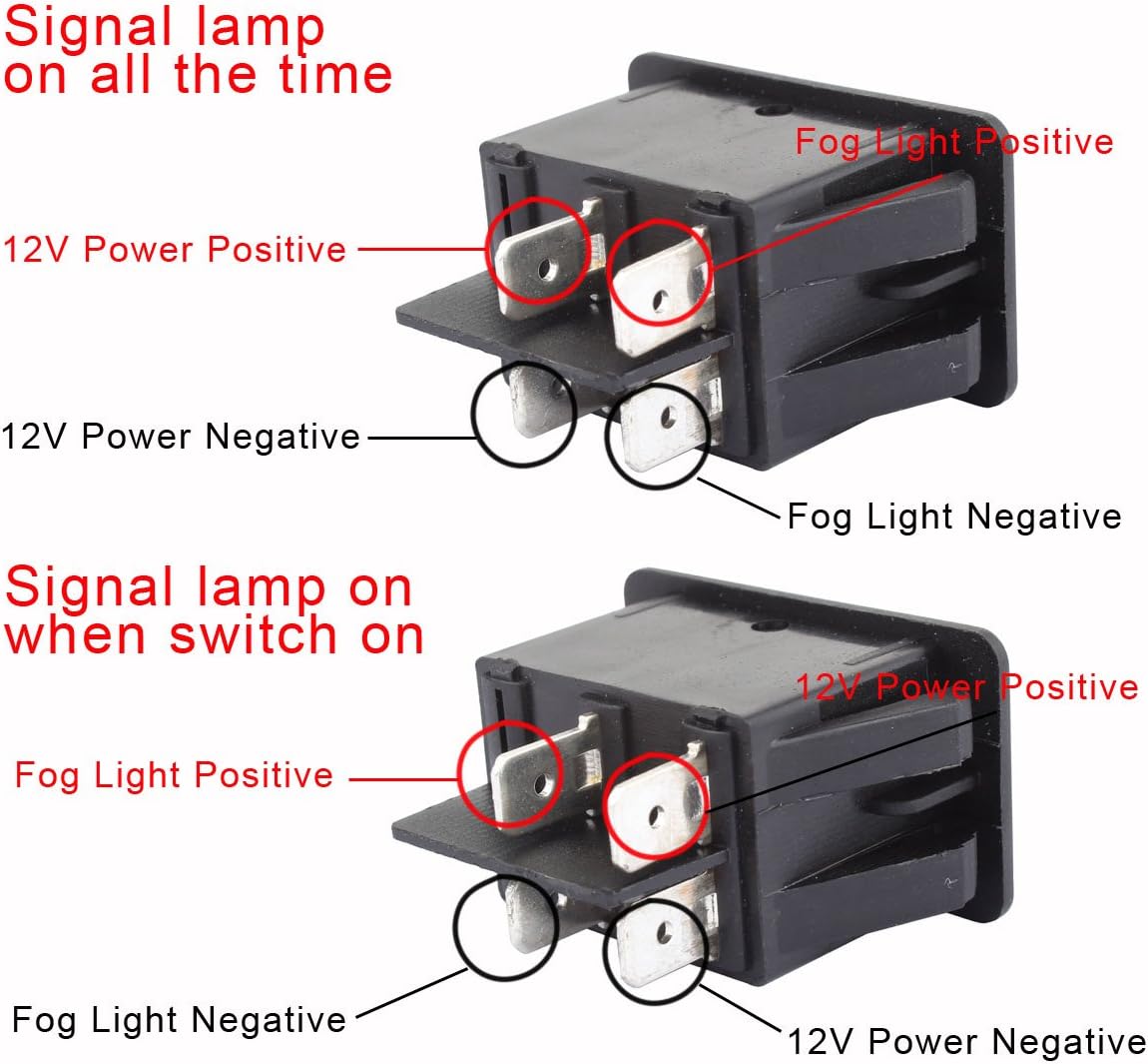 TOMALL Replacement LED Fog Light Toggle Switch DC 12V 35A ON/OFF Switch Blue LED Light for Universal Auto Car