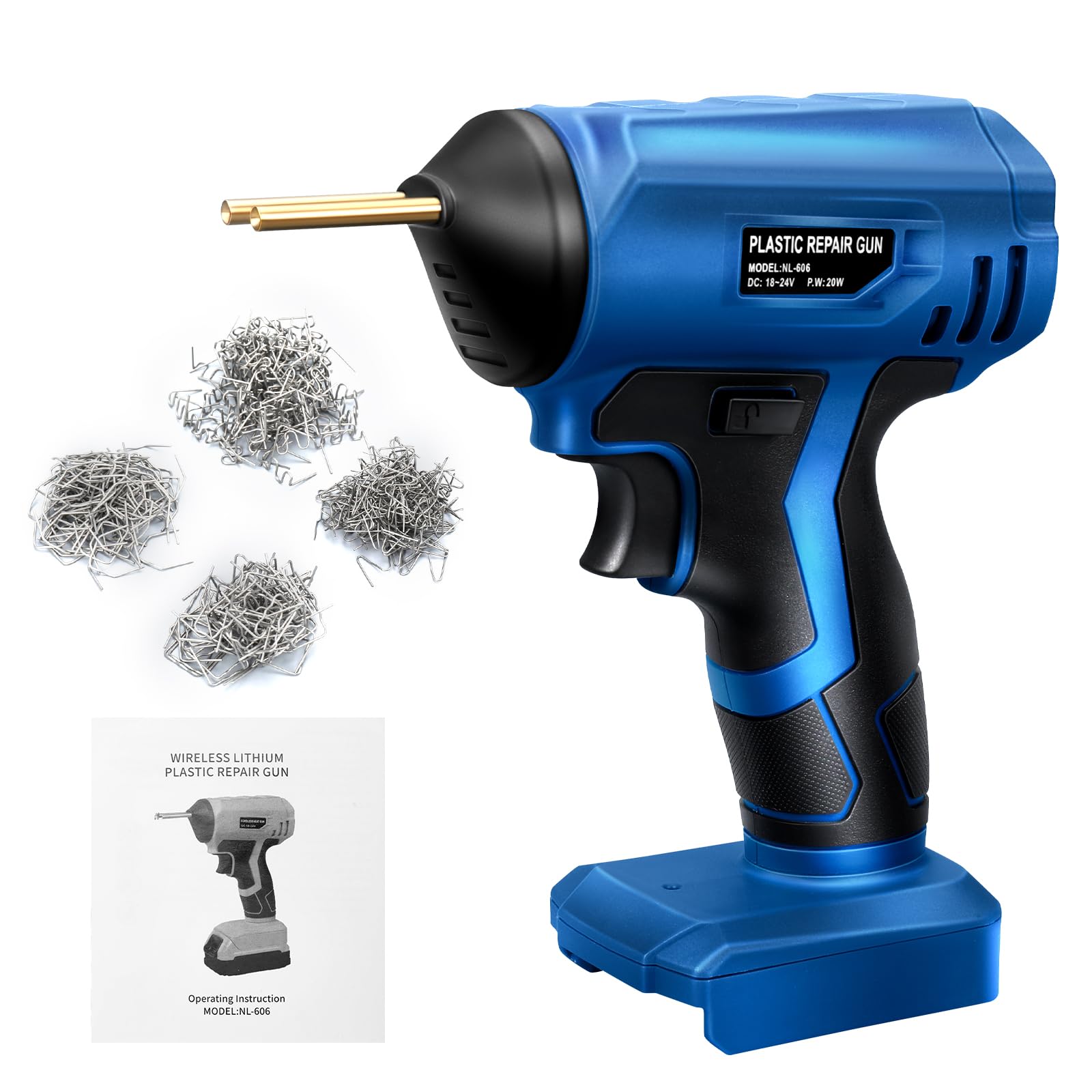 Kabellos Kunststoff Schweißgerät kompatibel mit Bosch 18V-Akku, Tragbares Kunststoffreparaturset mit 400pcs Heißem Hefter für die Reparatur von Kunststoffrissen (ohne Akku)