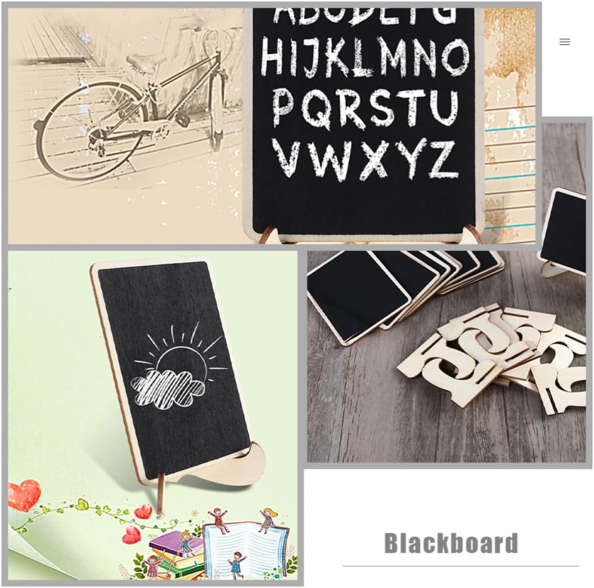 10pcs Small Wooden Chalkboard with Stand for Shop and Photo Prop Use, Black Mini Blackboard Message Boards with Smooth Edges Design and Highly Decorative Features