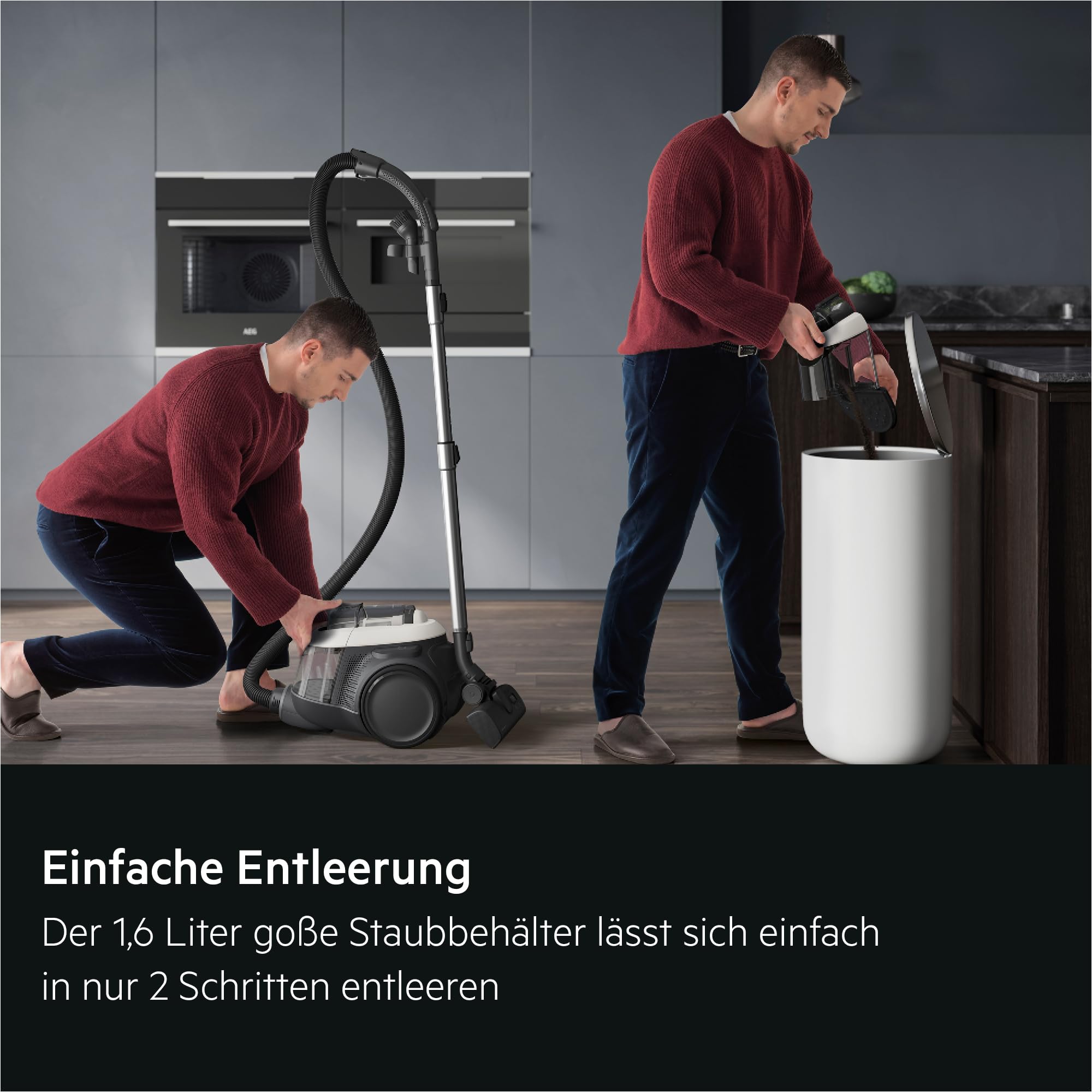 AEG CLEAN 6000 Staubsauger Beutellos, Starke Zyklontechnologie 700 W, AllFloor Bodendüse, 6-stufige Filtration - hygienisch saubere Luft, 1,6 l Staubbehälter, 12 m Aktionsradius, 73 dB, Weiß, AL61C2SW