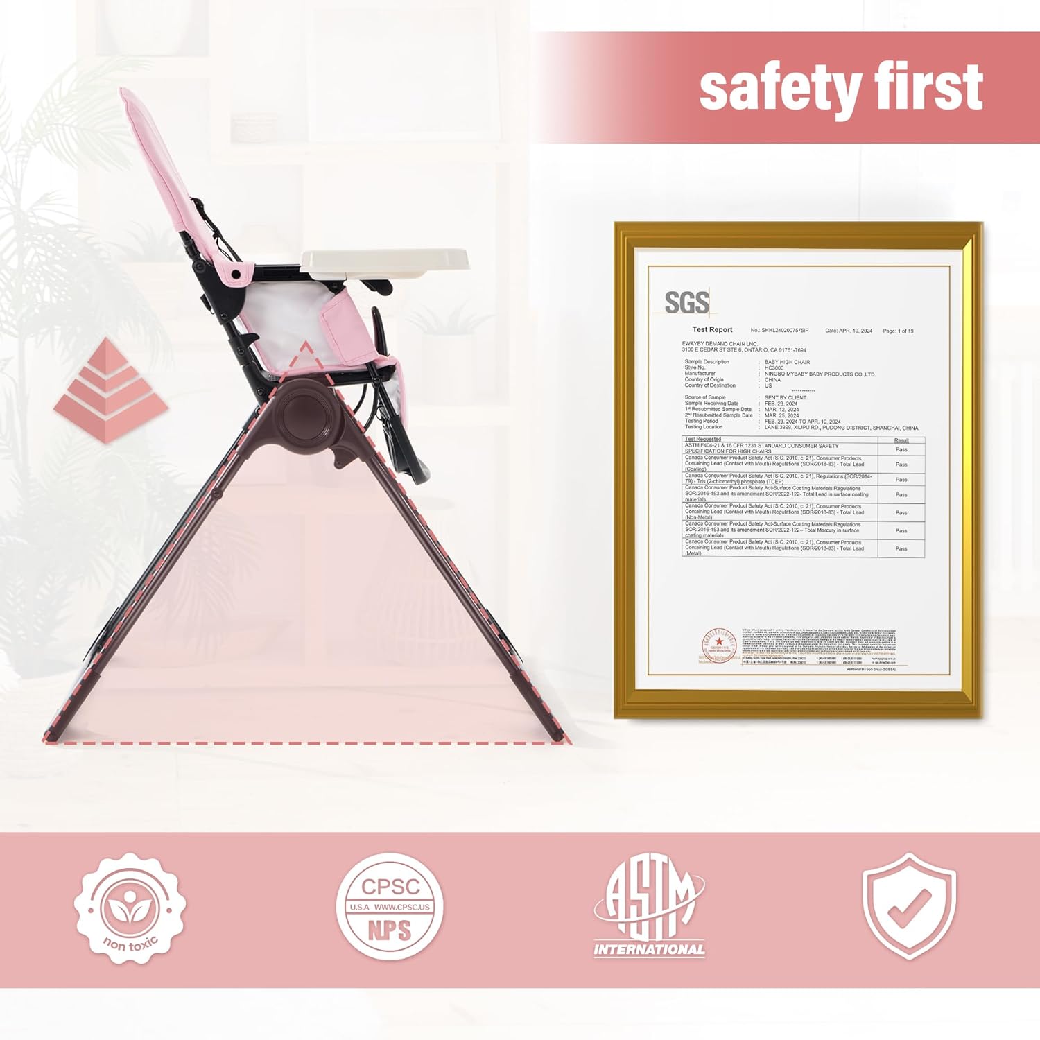 Foldable High Chair for Babies and Toddlers | Silla de Comer para Bebe| Collapsible High Chair | Toddler High Chair | Highchairs for Babies and Toddlers | Pink Foldable High Chair for Babies and Toddlers | Silla de Comer para Bebe| Collapsible High Chair | Toddler High Chair | Highchairs for Babies and Toddlers | Pink