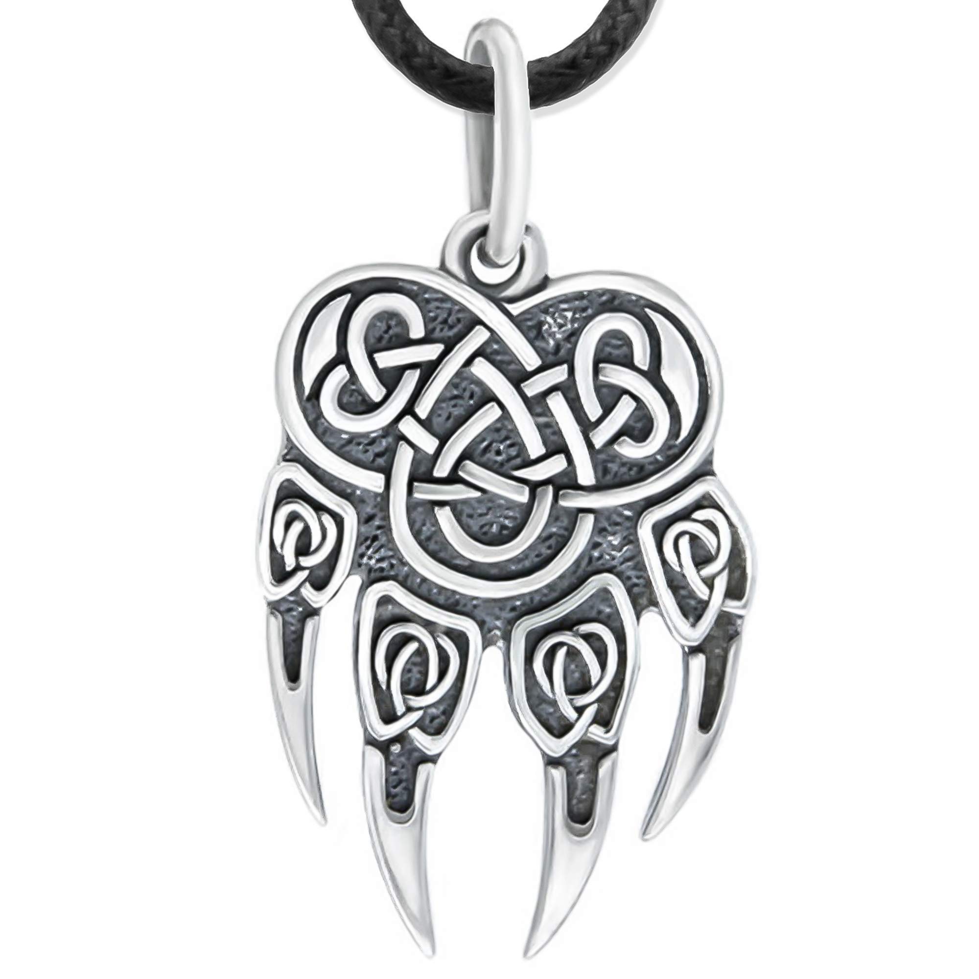 Mia Silver StudioViking Wolf Claw Necklace 925 Sterling Silver - Celtic Wolf Paw Print Pendant Charm - Norse Nordic Jewelry for Men Women - Animal Totem - Ancient Pagan Protection Amulet - Handmade