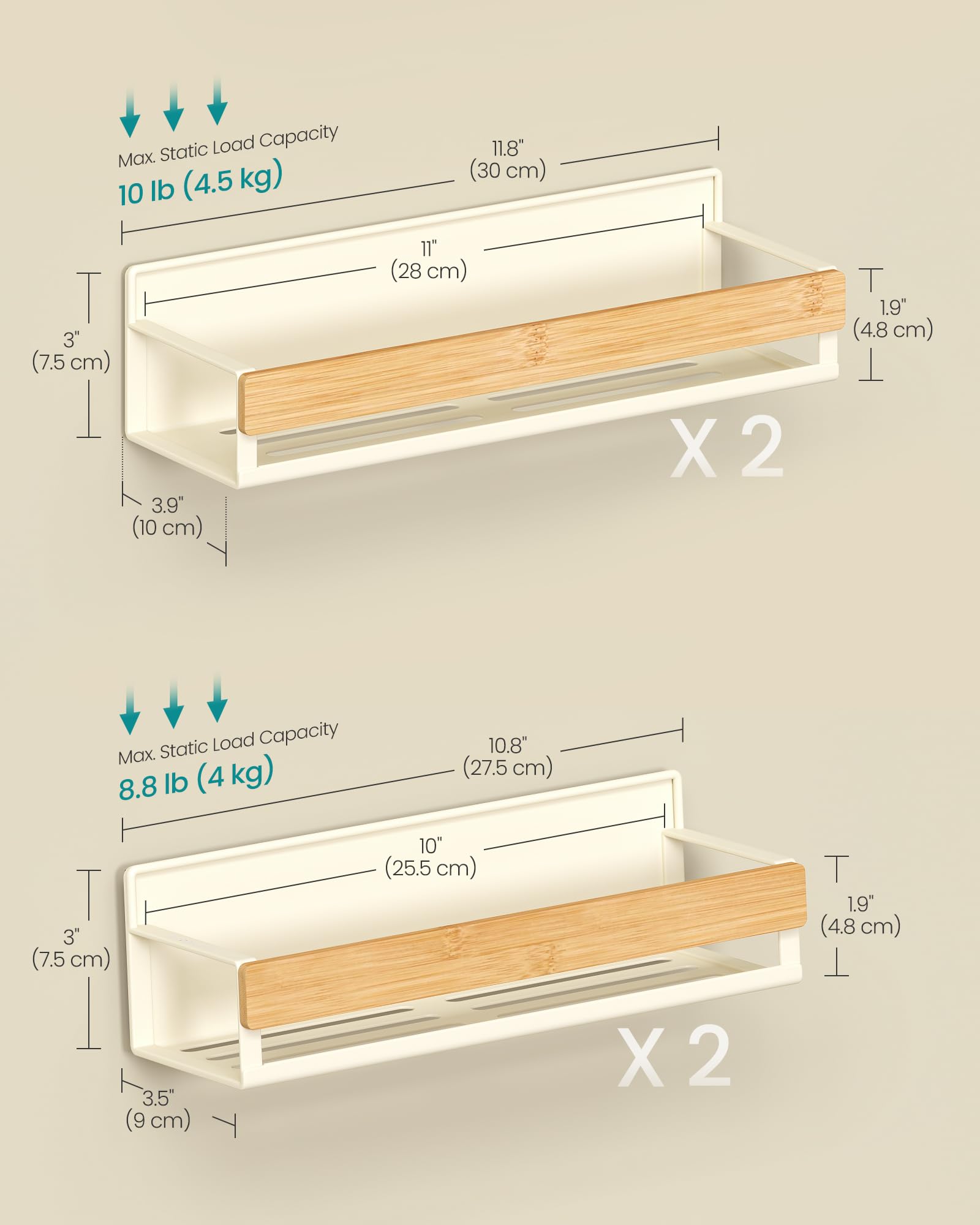 Amazon.com: SONGMICS Magnetic Bamboo Spice Rack for Refrigerator