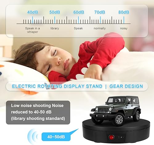 Miniatura 8 de Soporte de exhibición giratorio motorizado con control remoto, carga de 300 libras, 360 grados, plataforma giratoria automática silenciosa para