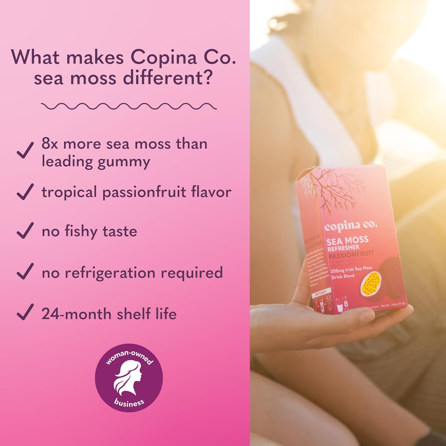 Organic Irish Sea Moss Powder - 200mg Packets for Gut Health and Immune Support - Passionfruit & Citrus Blossom Flavored Seamoss Drink with Coconut Water for Hydration - Variety 32 Stick Packs - Image 8