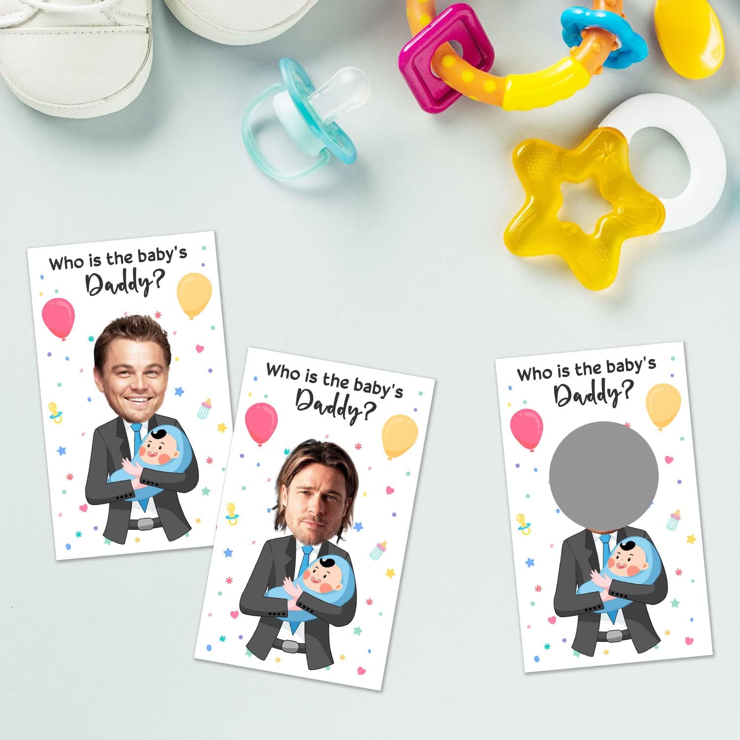 Funny Baby Shower Scratch Off Game, Who Is Baby's Daddy Cards for Boys image 4