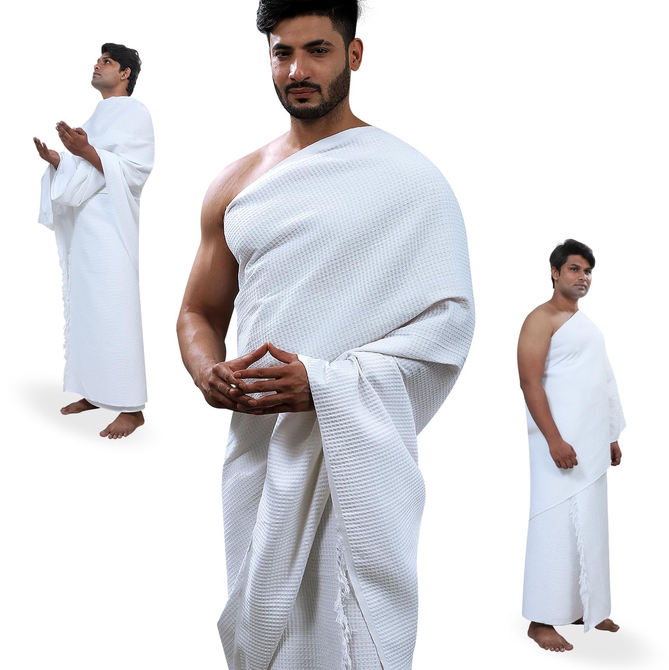 SANAAYAH Ihram for Family Towel Honeycomb Deal (Just Male Ihram 1+1)