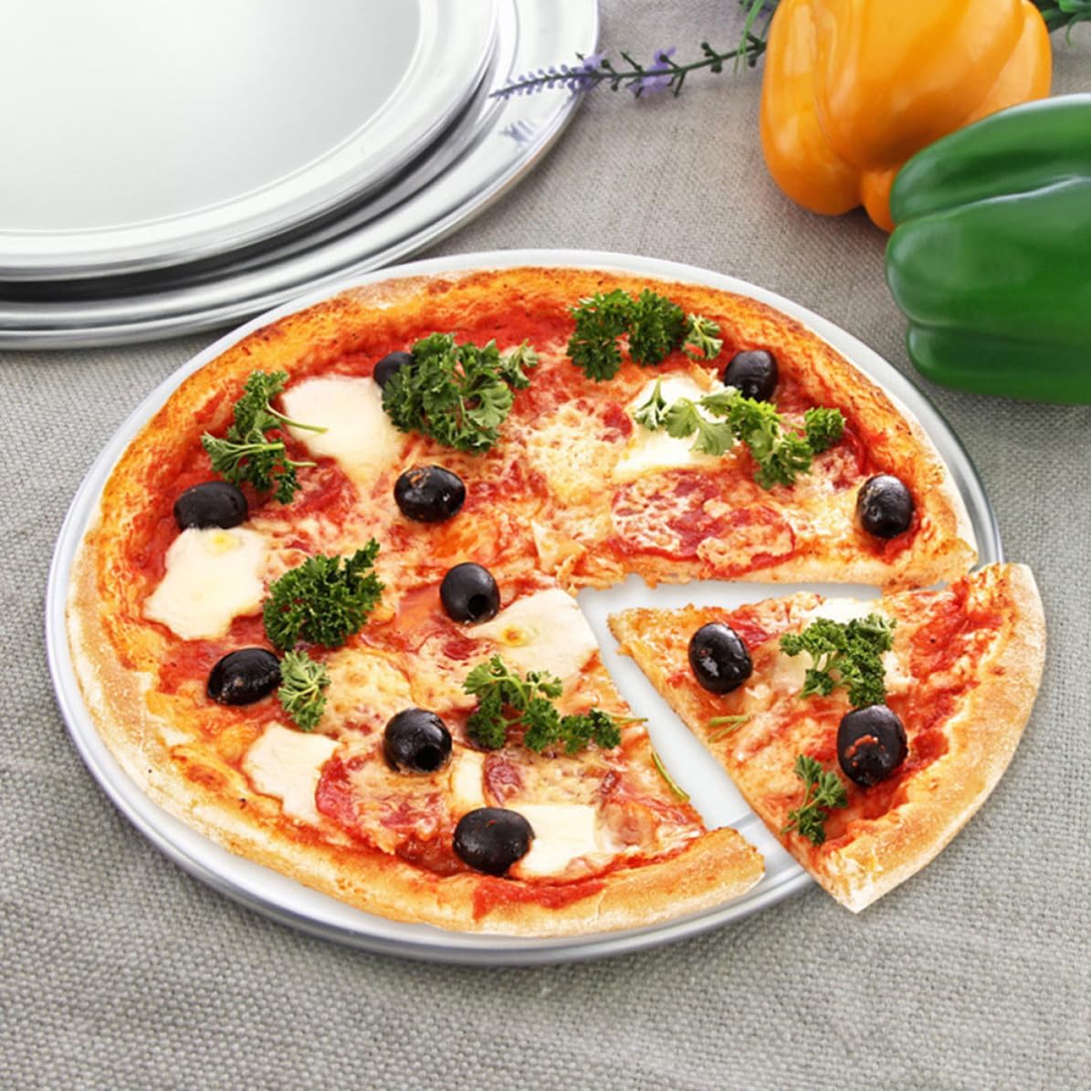 Cabilock Pizza Pan Baking Tray Made of Sturdy Aluminum Alloy with Non-scratch Surface and Heat-resistant Design, Oven Tray for Home, Restaurant, and Party Use