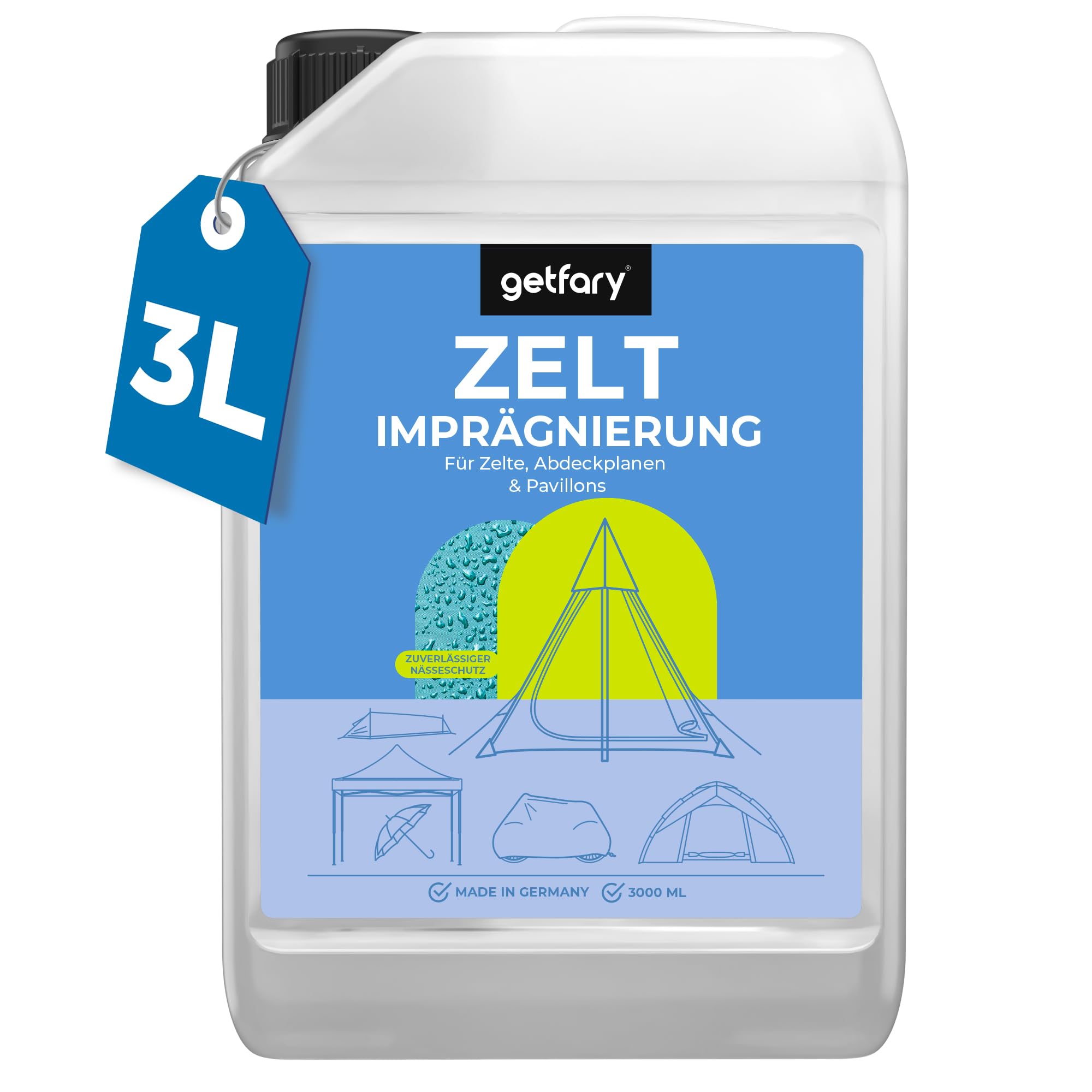 Getfary Spray imperméabilisant pour tentes et tonnelles 3L - Imprégnation Premium à vaporiser pour l'extérieur