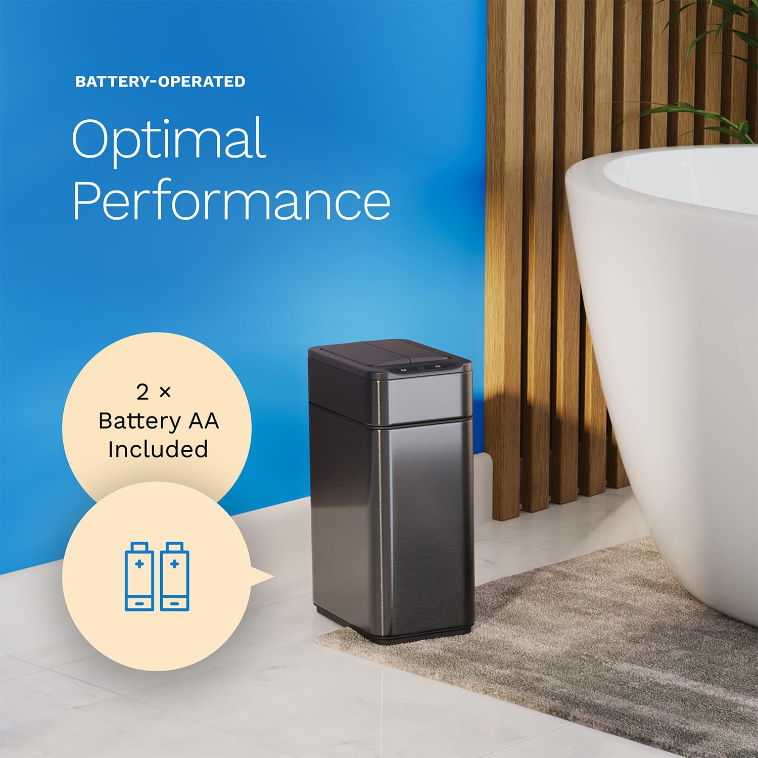 hOmeLabs 2.4 Gallon Touchless Sensor Trash Can, Automatic Retractable Butterfly Lid, Batteries Included, Space-Efficient, Easy Clean, Battery-Powered
