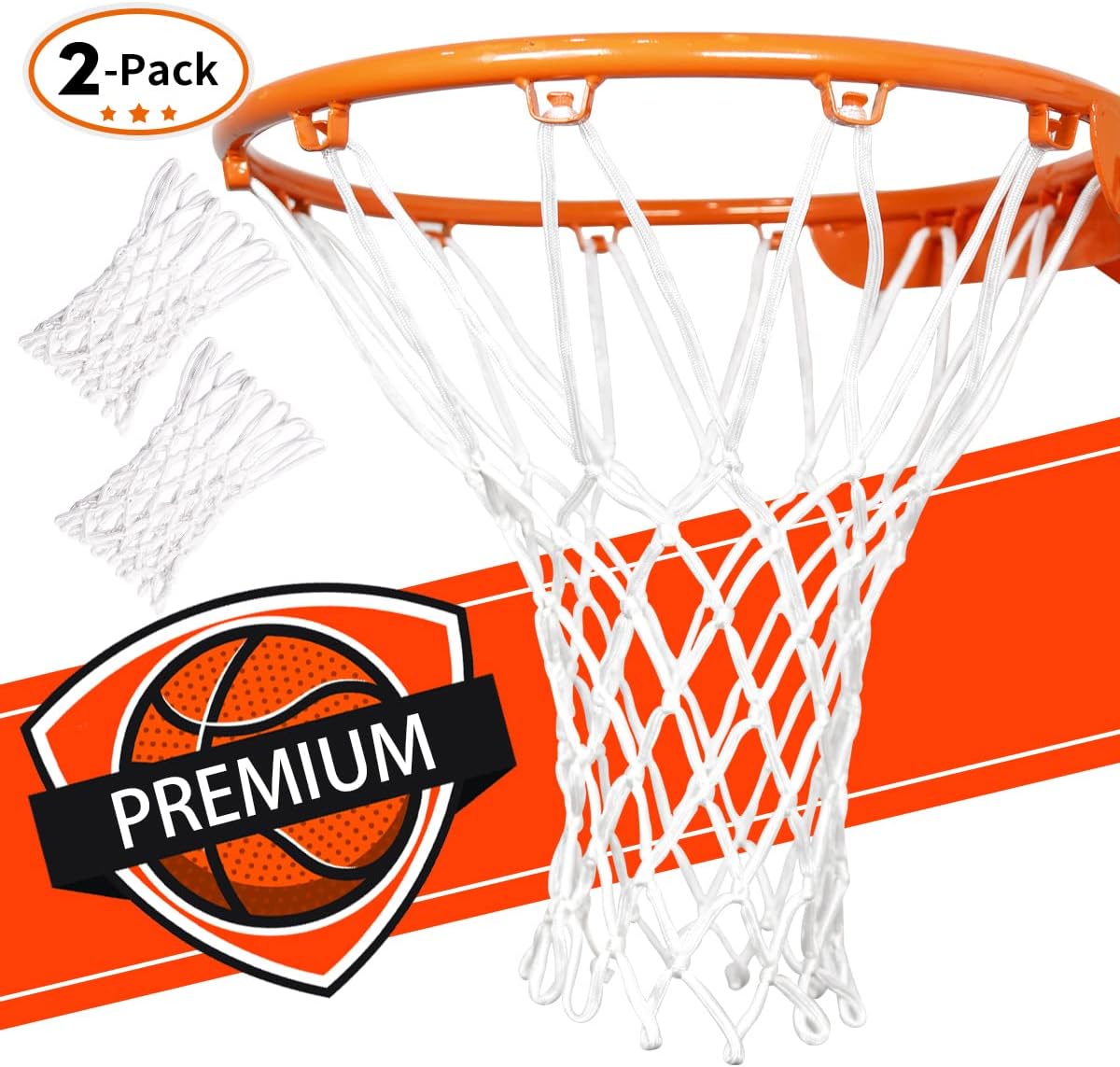 PACEARM Basketball Net Replacement Heavy Duty Net - All Weather, Anti Whip - Fits Indoor & Outdoor Rims - 12 Loops