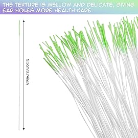 Maitys 180 Pcs Earrings Hole Cleaner, Piercing Cleaner Floss, Rose Fragrance Odor Removal Ear Care, Piercing Floss Disposable Aftercare Cleaning Tool(Purple, Green, Blue)