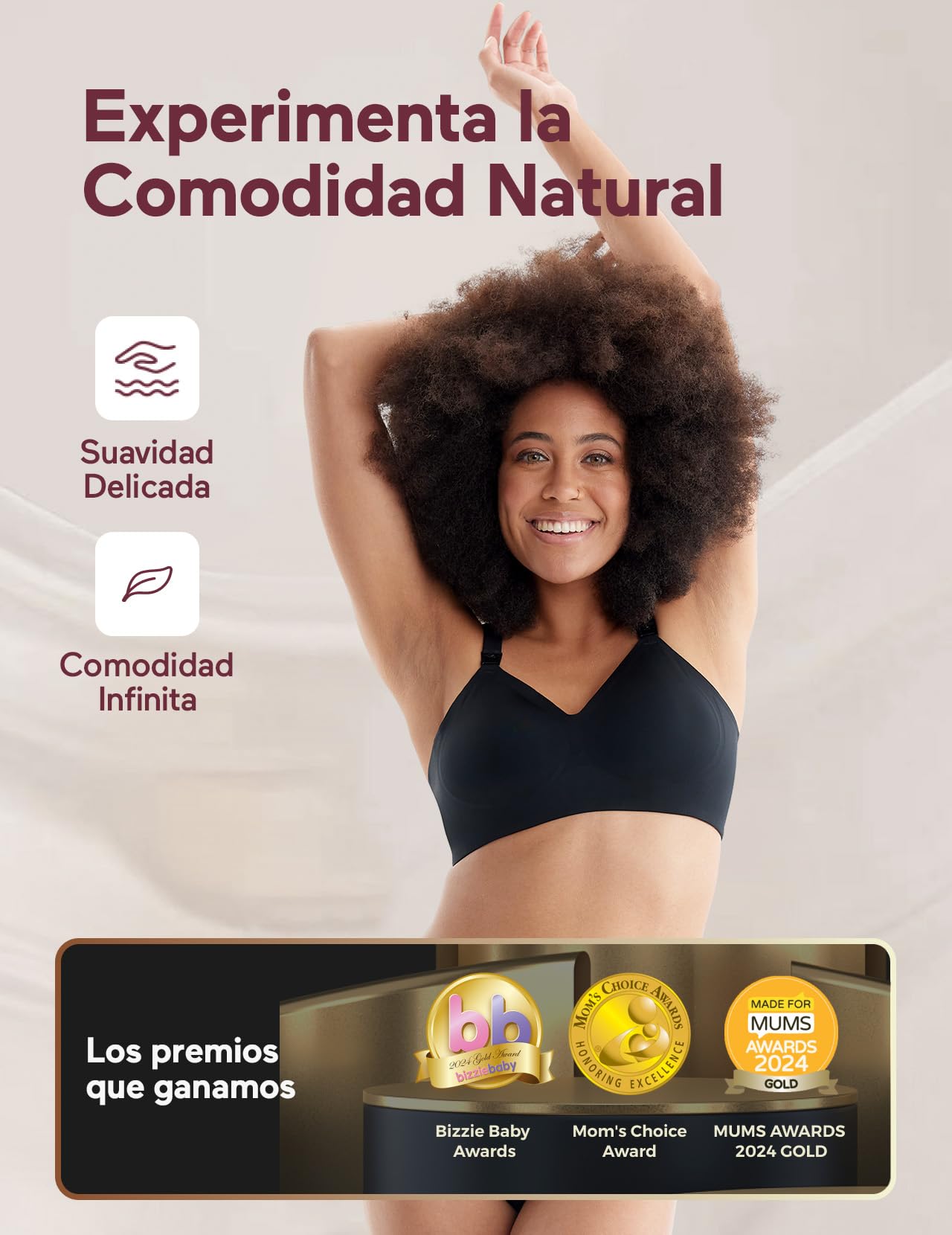 momcozy Sujetador de Lactancia sin Aros, Sujetador cómodo sin Costuras, Acolchado de Forma Natural, Suave para Dormir de Maternidad