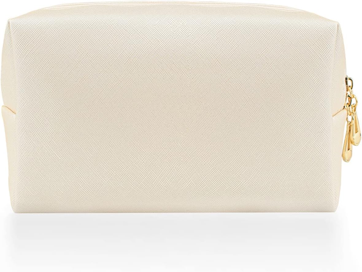 Small Makeup Bag Portable Cosmetic Bag for Women Makeup Pouch Waterproof Toiletry Bag for Travel (Beige, Normal)