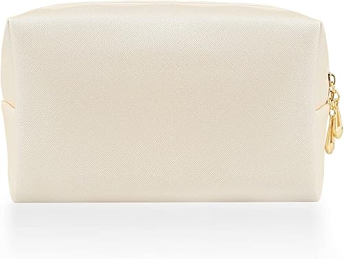 Pequeña bolsa de maquillaje portátil para mujeres, bolsa de maquillaje impermeable para viajes (beige, normal)