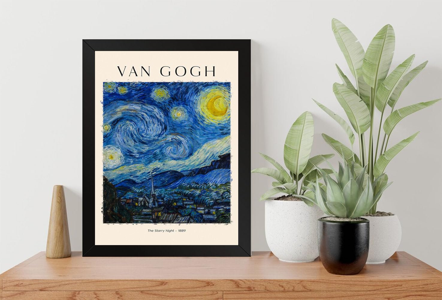 GADGETS WRAP Printed Photo Frame Matte Painting for Home Office Studio Living Room Decoration (9x11inch Black Framed) - Van Gogh Starry Night Poster