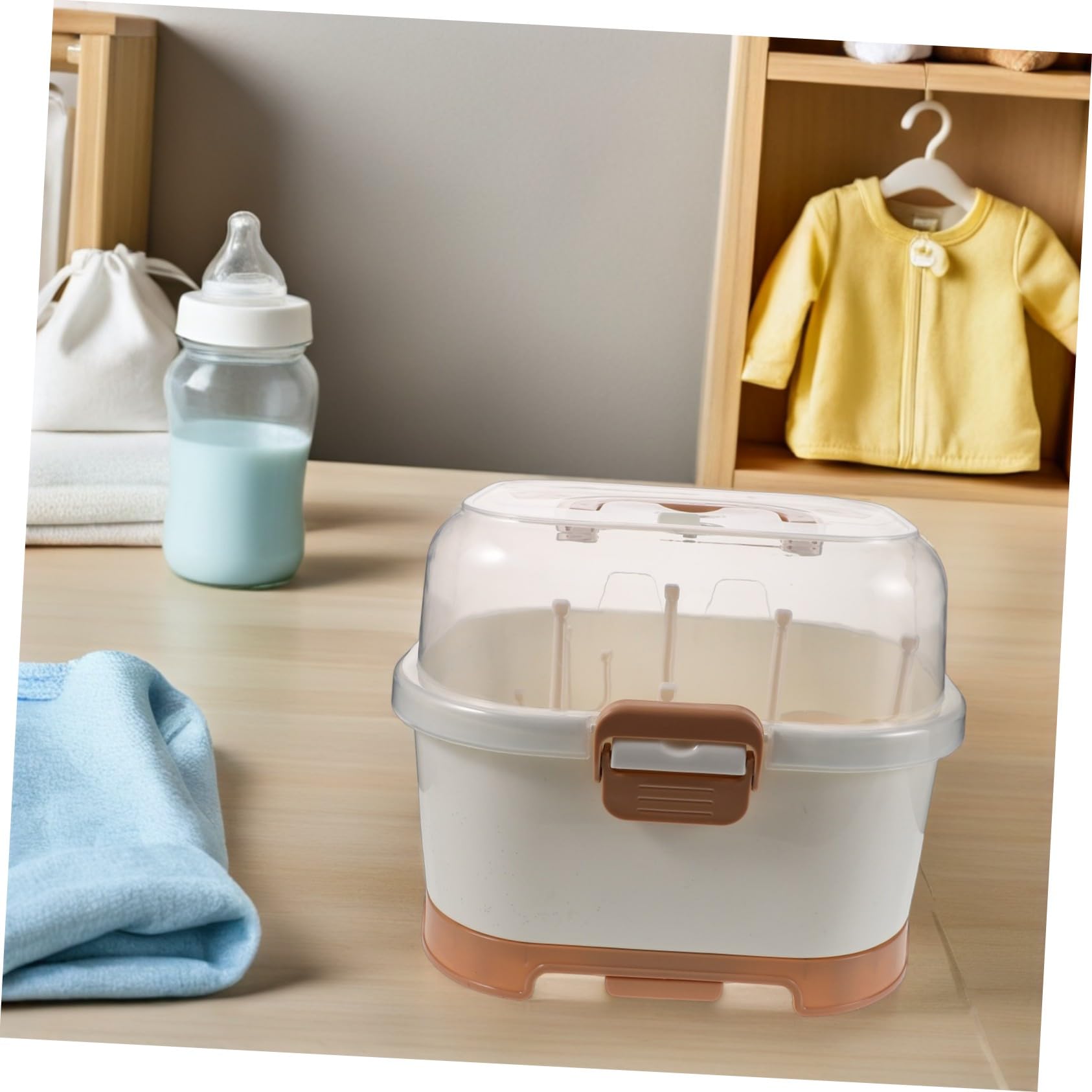 YARNOW Boîte de Rangement pour Biberons avec Égouttoir Support de Séchage Portable pour Biberons et Couverts Organisateur de Vaisselle pour Cuisine