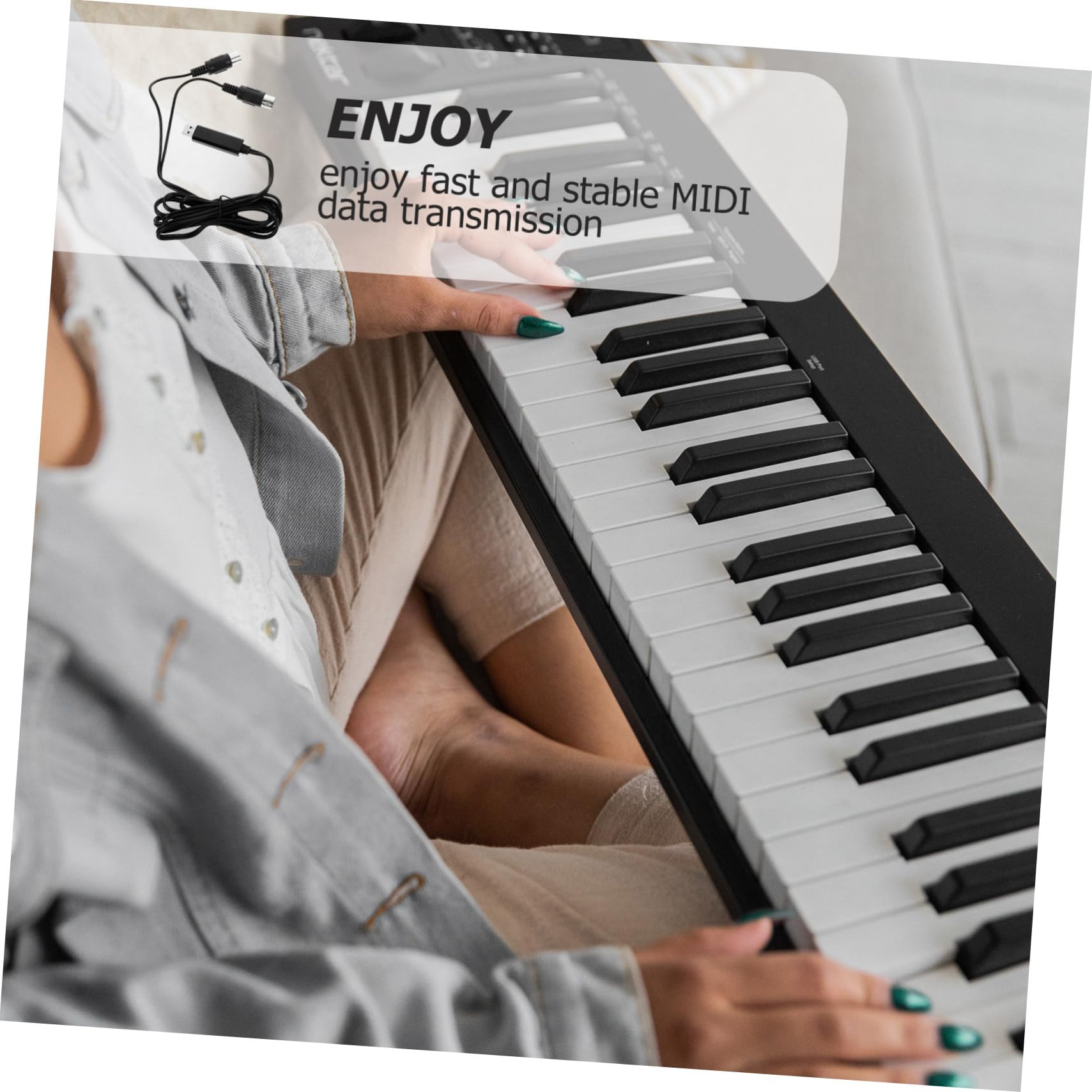 ibasenice 3kawałki Kabel Midi Usb Do Pianina Adapter Do Podłączenia Instrumentów Muzycznych Wysoka Stabilność Sygnału Łatwa Instalacja i