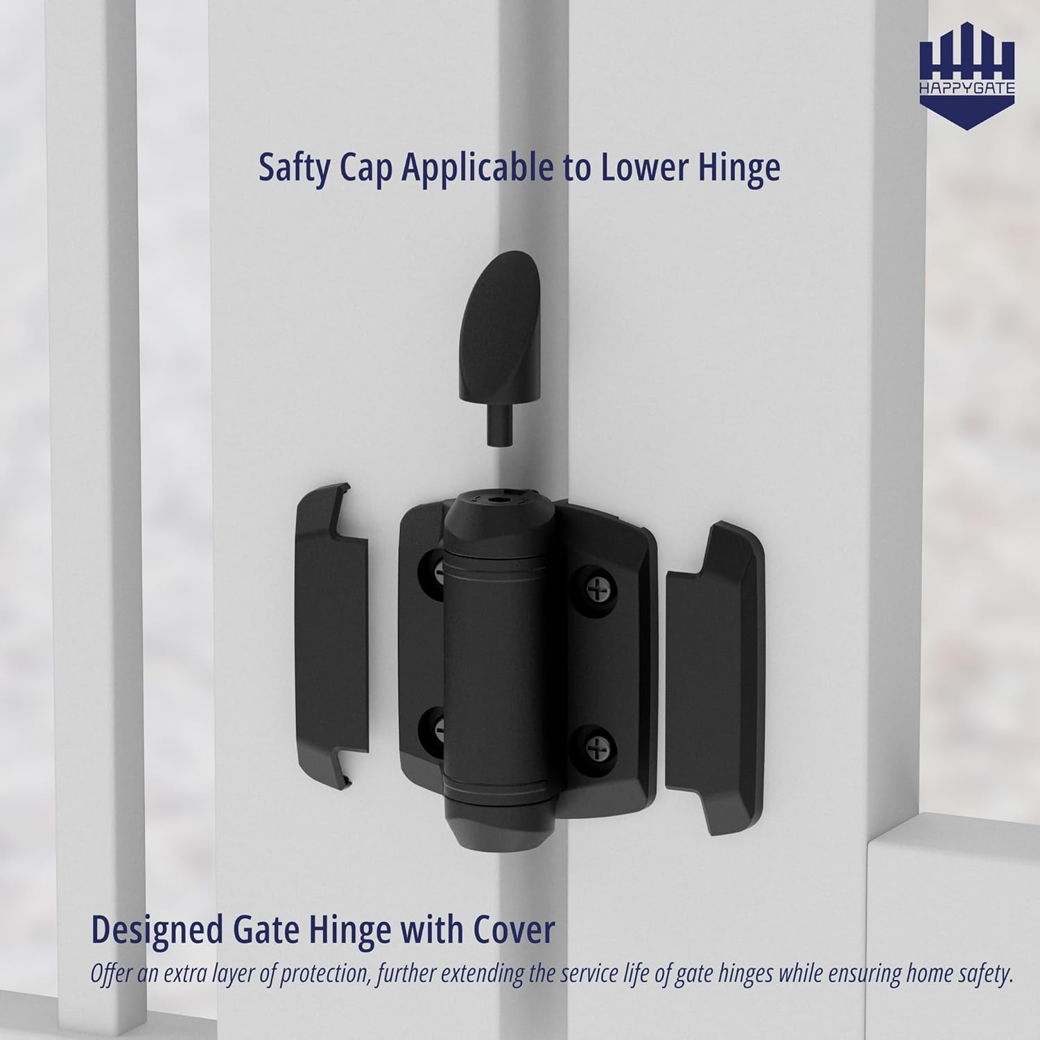 Self Closing Gate Hinges Heavy Duty, Adjustable Heavy Duty Gate Hinges Pool Safety Hinge with Safety Cap, Tension Spring Black Door Hinges Fence Hinges for Outdoor Gates, Metal Gate, 2 Pack