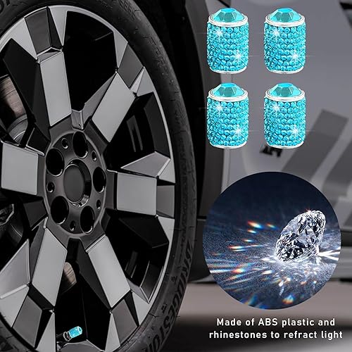 Miniatura 3 de 4 tapas de vástago de válvula de neumático, cubierta de cristal hecha a mano con diamantes de imitación, accesorios exteriores de vehículos,