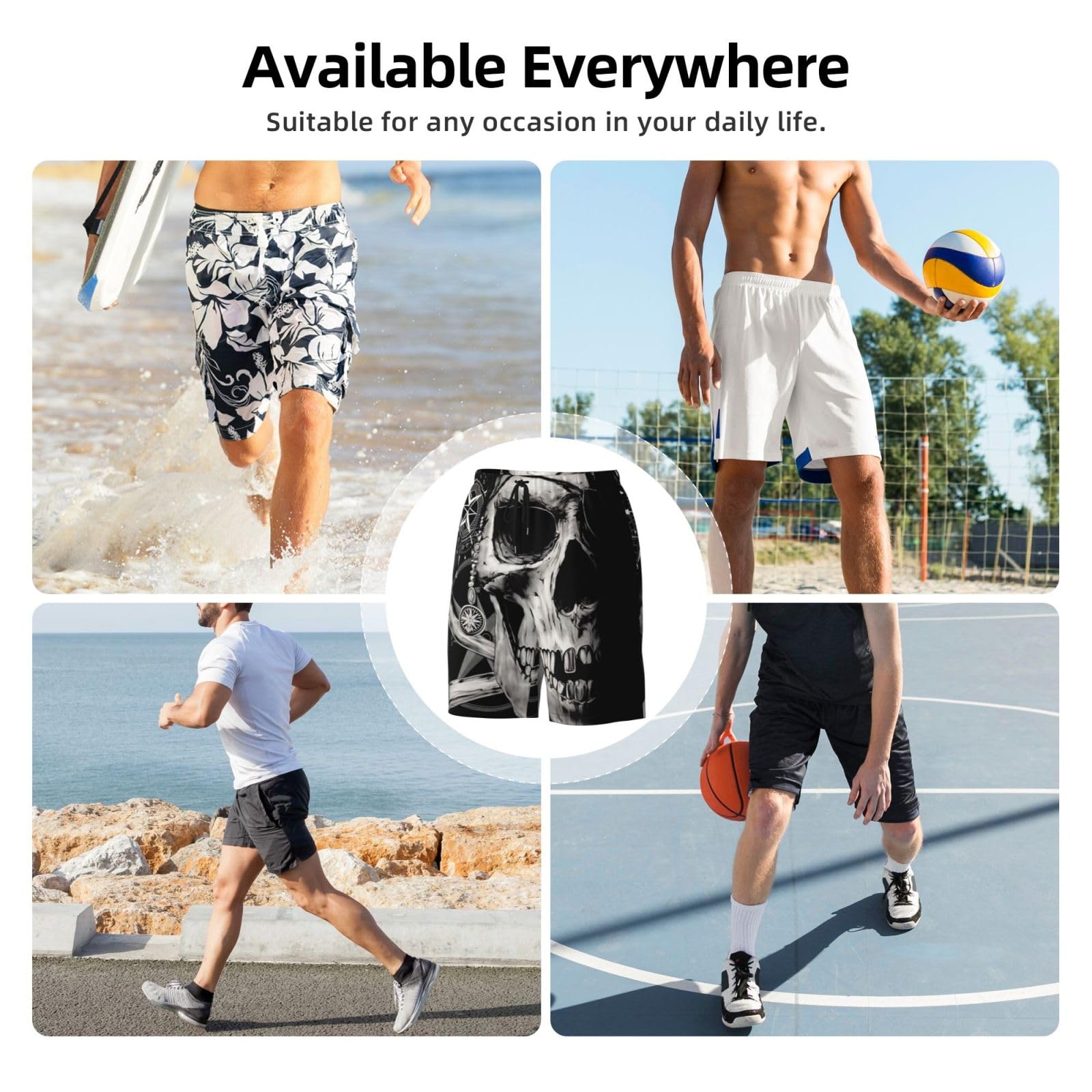 Costume da bagno da uomo con fodera in rete, ad asciugatura rapida, pantaloncini da spiaggia, costumi da bagno