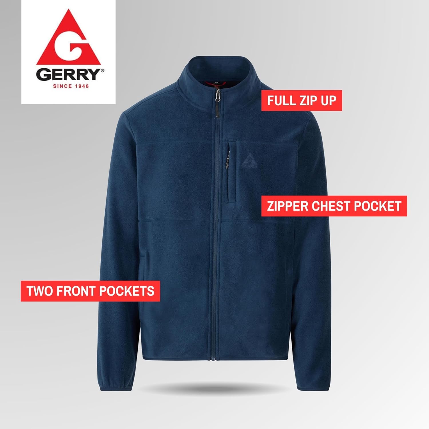 Gerry Mens Fleece Jacket – Zip Up Sweater, Lightweight Athletic Sweater, Warm Soft Polar Full Zipper Jacket, Mock Neck - Image 5
