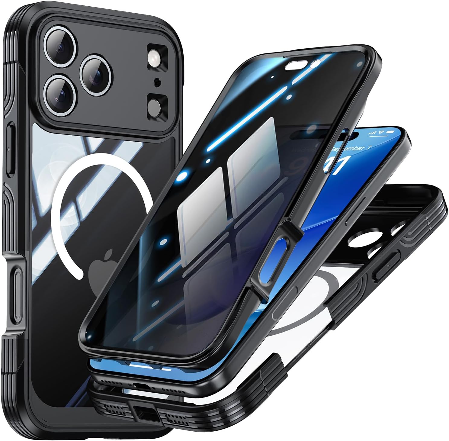 TOPF&B Privacy Case for iPhone 17 Pro,Compatible with MagSafe,iPhone 17 Pro Magnetic Cover Built-in Privacy Screen Protector,Camera Protection,Full Body Shockproof Case,Black