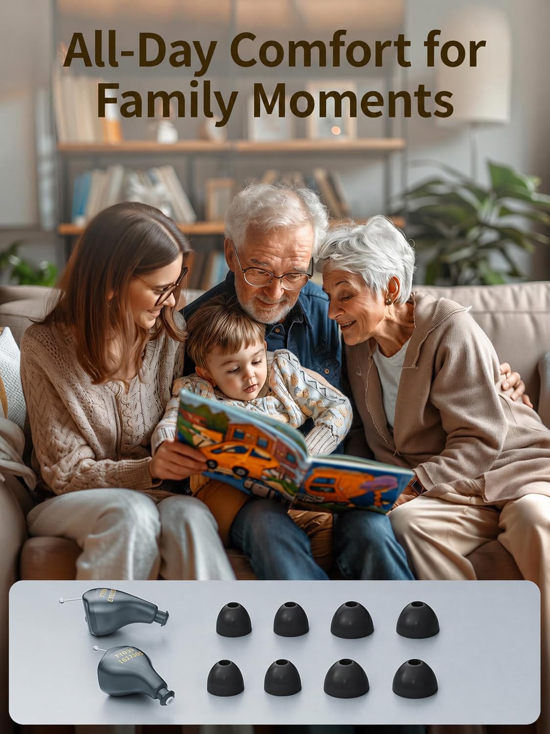 Hearing Aids Domes 4 Pairs Memory Foam Earplugs for BTE Hearing Aids/Amplifiers Soft Noise-Reducing Ear Cushions for Improved Comfort and Wear Universal Replacement Earplug Tips