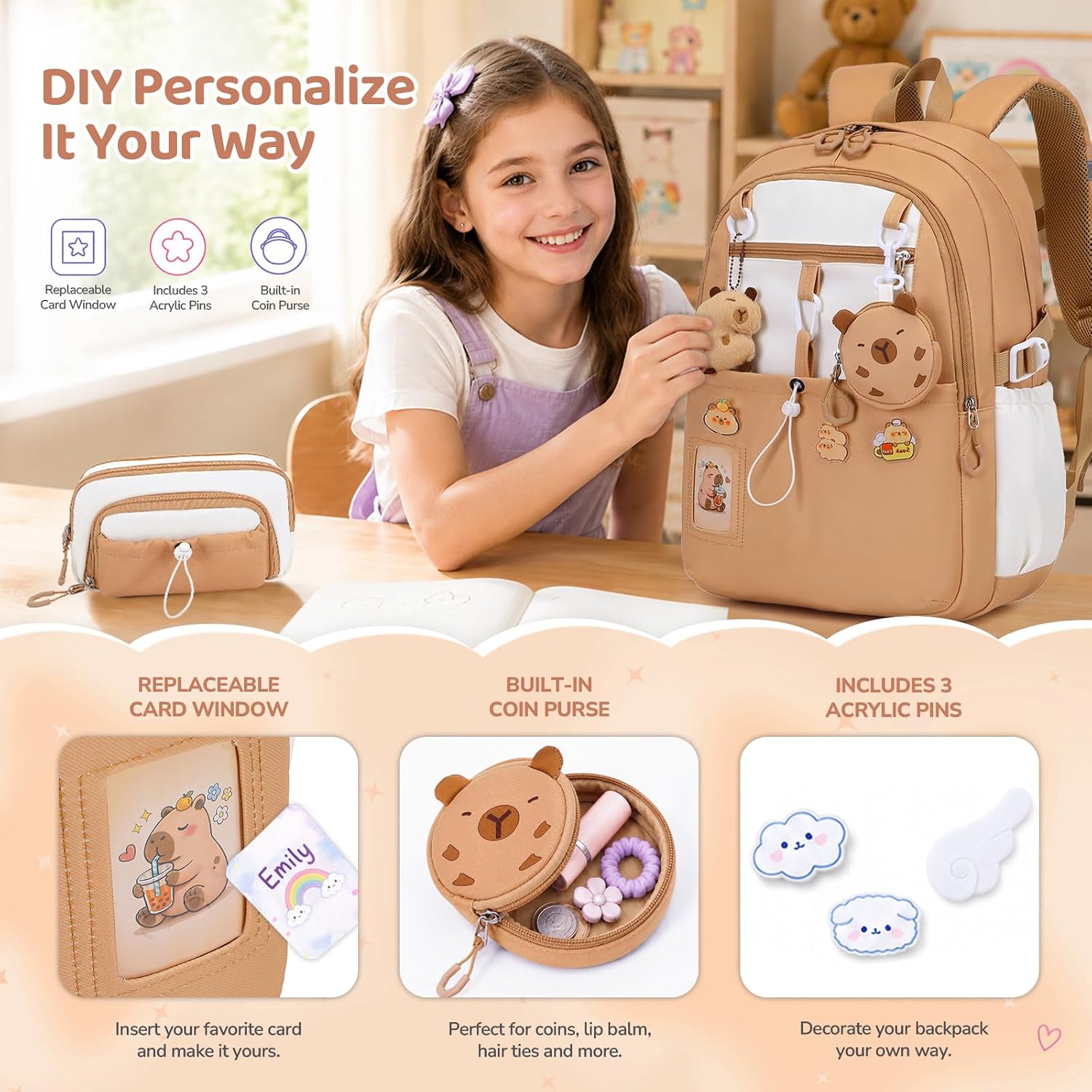 Digobay Backpack Girls 5pcs School Bookbag
