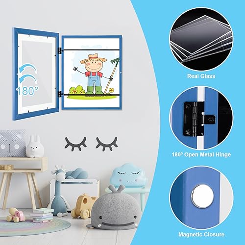 Miniatura 157 de [Paquete de 2] Marcos de arte para niños, marcos de arte para niños, de 8.5 x 11 pulgadas, con apertura frontal, intercambiables, marco de Crema