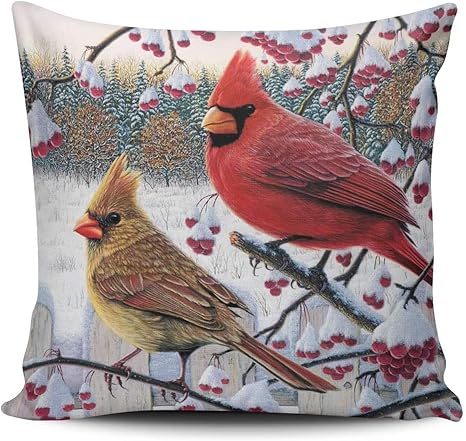 red cardinal throw pillow