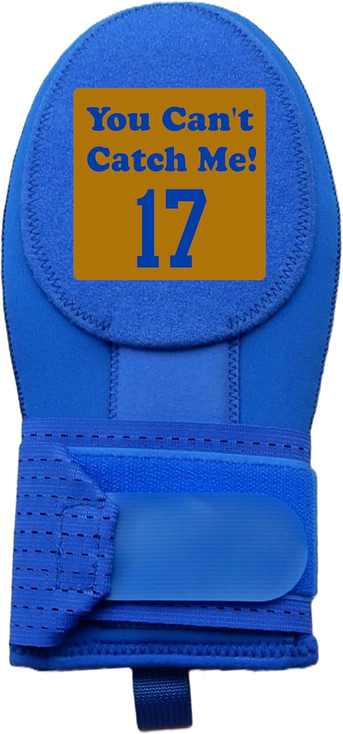 You Can't Catch Me! Series Sliding Mitt with Custom Number Baseball Softball. Baserunner Protection Glove, 10 Color Choices and 2 Sizes